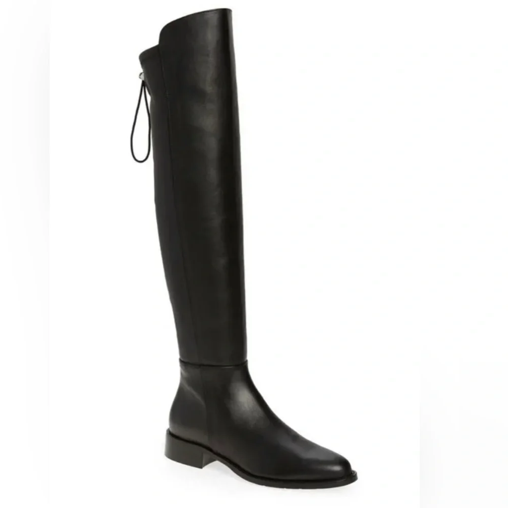 Aquatalia Norina OTK Boots Black Leather Size 7 Waterproof Italian